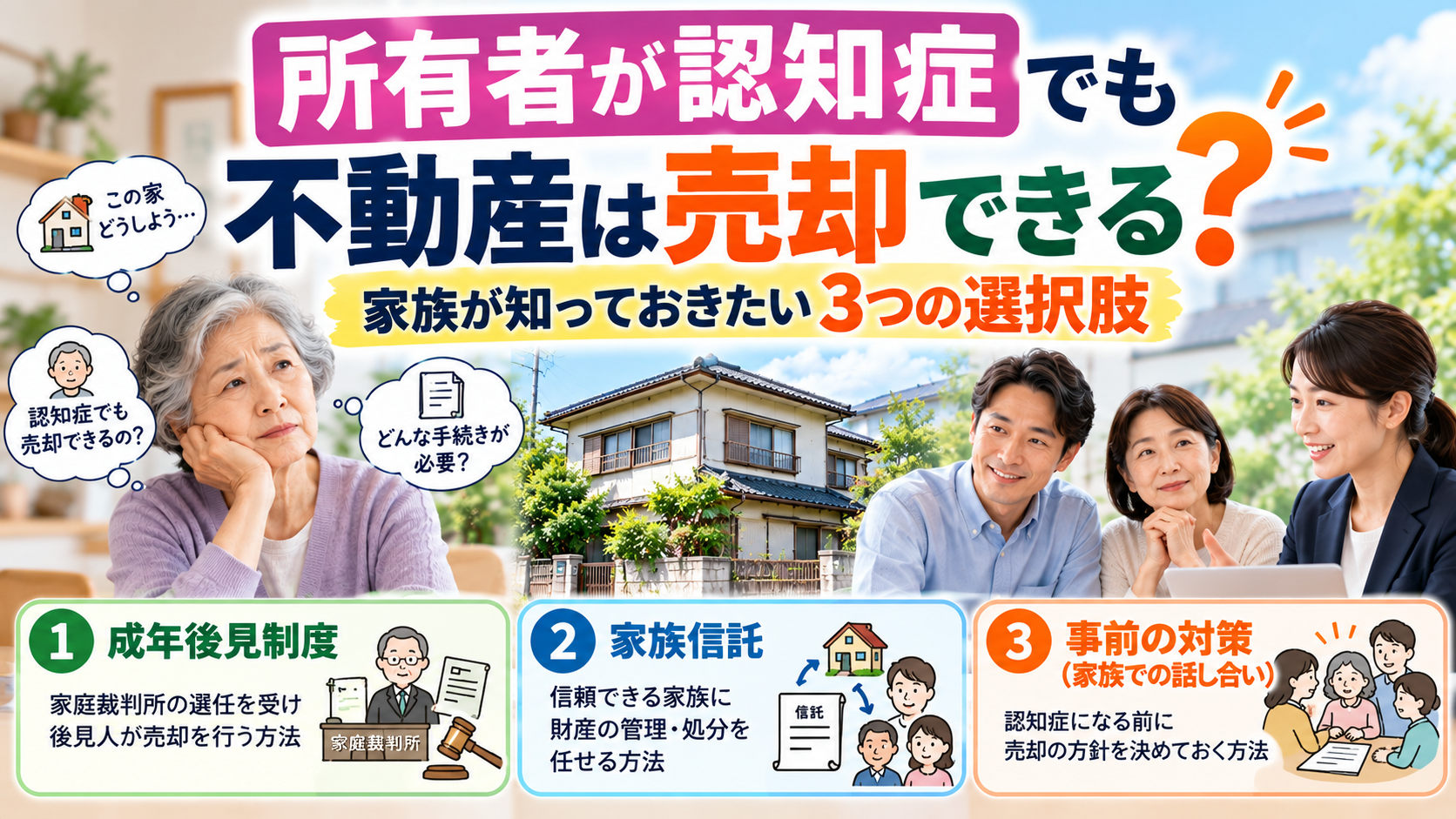 所有者が認知症でも不動産は売却できる？家族が知っておきたい3つの選択肢